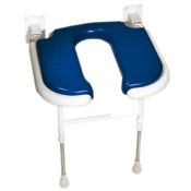 AKW Advanced Wall Mounted Fold-up Moulded Horseshoe Blue Padded Seat w/ Support Legs