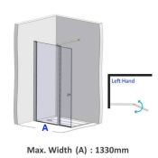 EASA Elegance LH Wide Fixed Panel w/ Small Full Height Door - Custom Size (A) Min. 850, Max. 1330mm