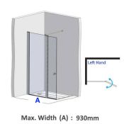 EASA Elegance LH Fixed Panel w/ Small Full Height Door - Custom Size (A) Min. 700, Max. 930mm