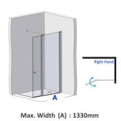 EASA Elegance RH Wide Fixed Panel w/ Small Full Height Door - Custom Size (A) Min. 850, Max. 1330mm