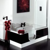 Renaissance Talis 1700x800mm LH Walk-in Easy Access Bath, Gloss Black Panels - OPT Accessories