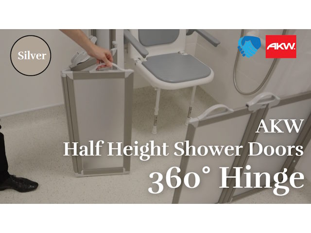 AKW / Contour Silver Half Height Shower Doors - 360 Deg. In/Out Hinge