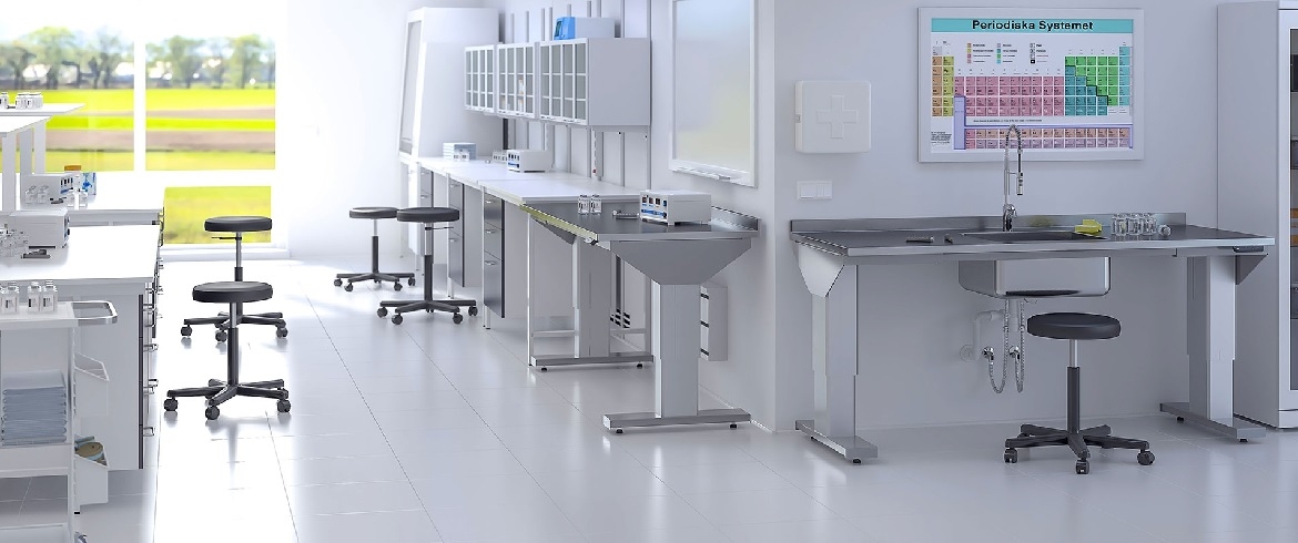 Granberg 7190 Height Adjustable Tables installed examples in a lab