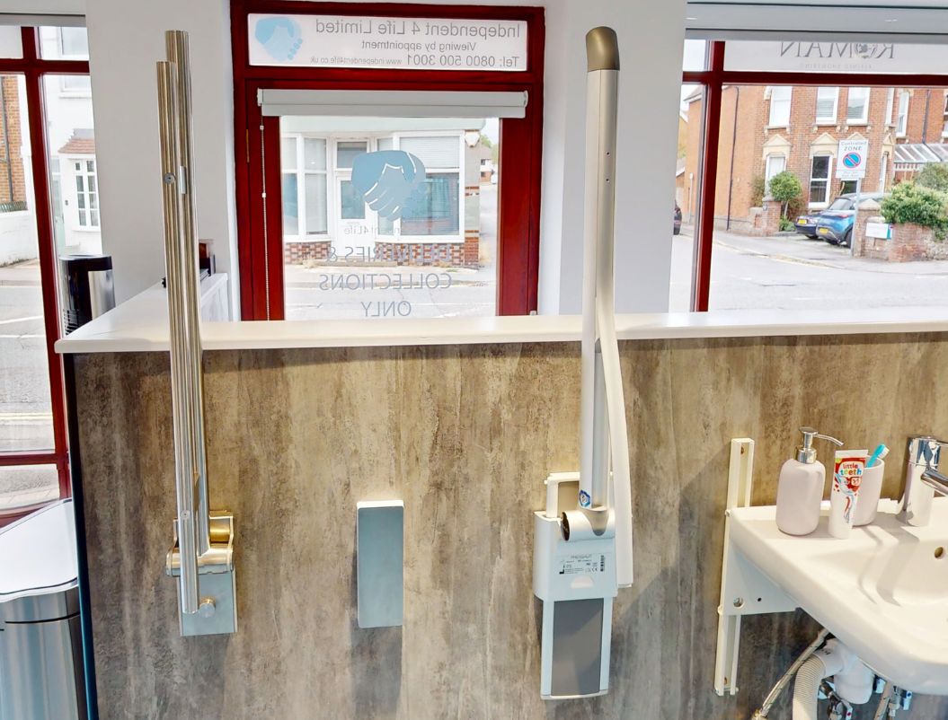 Bathroom support rails and folding support arms