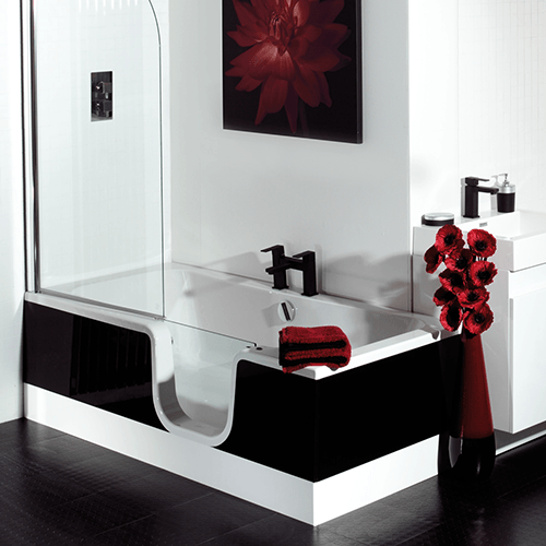 Walk-in bath with a divided door