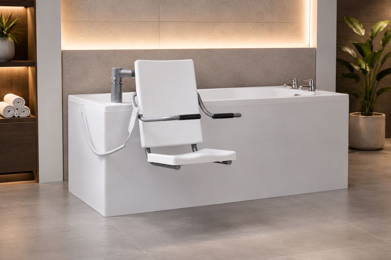 Hoist accessible static powered care bath