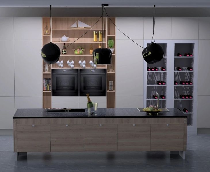 A kitchen island lift in a stylish kitchen