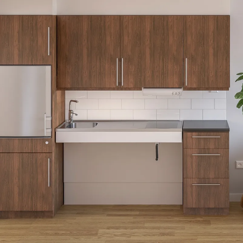 Height-adjustable accessible kitchen