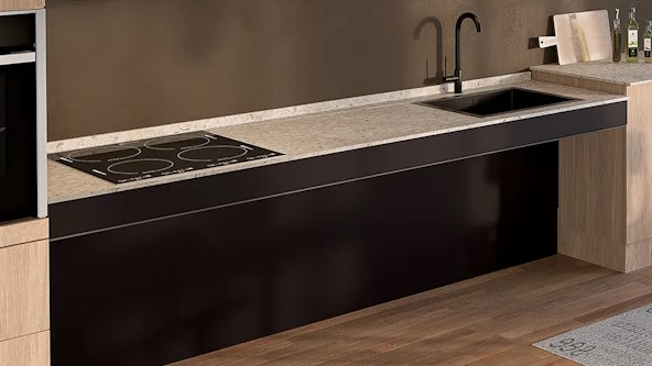  Granberg Baselift 6600 KIT system, a Rise and Fall Straight Worktop Lift for cooking hobs and worktops - Installed example