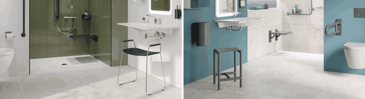 Range of HEWI Shower Seats and AKW Stools
