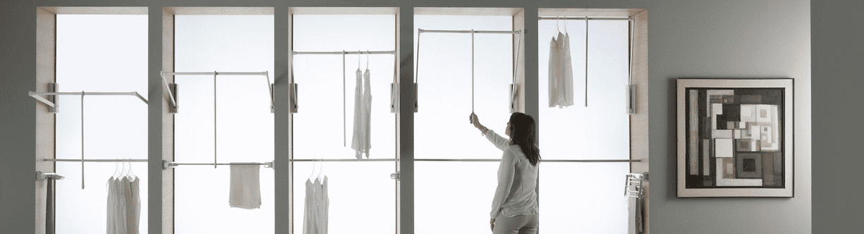 Installed examples of the Servetto 2004 Pull Down Wardrobe Rails