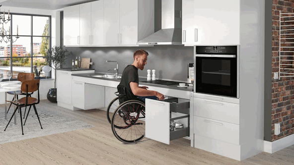 Granberg Sidelift 6400 Height Adjustable Worktop Lift with Integrated Cabinets