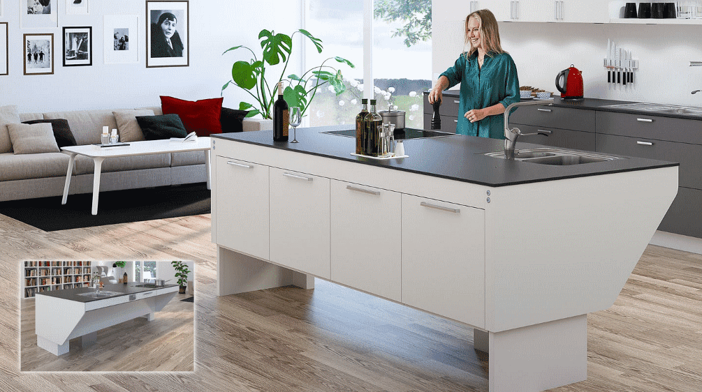 Height adjustable kitchen worktops