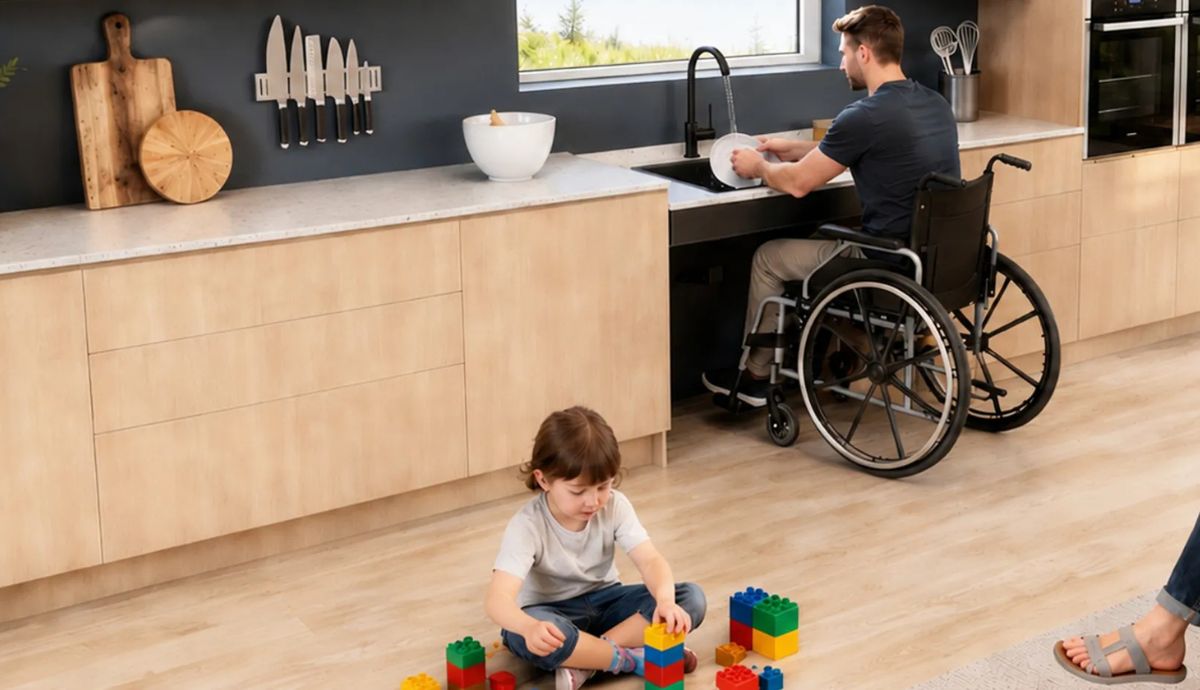 Adjustable kitchen module in an education environment