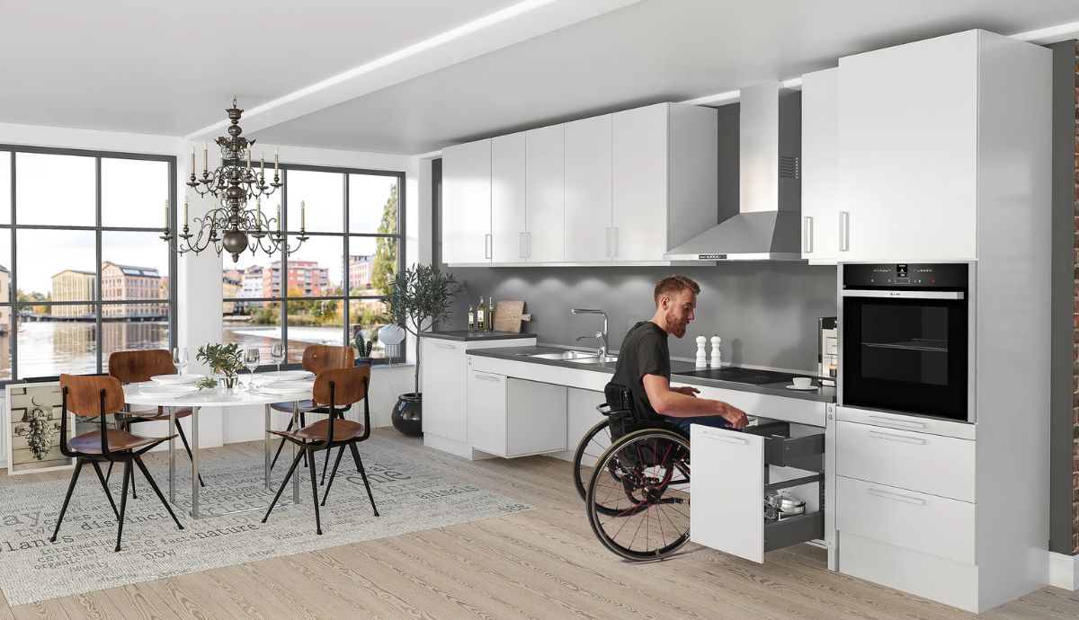 Granberg modular worktop integrated into a domestic kitchen