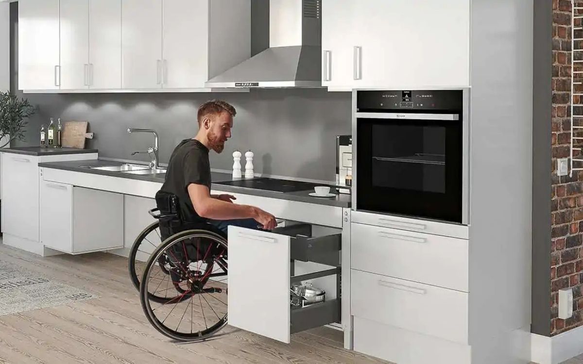Granberg drawers and hanging cabinets for adjustable worktops and islands