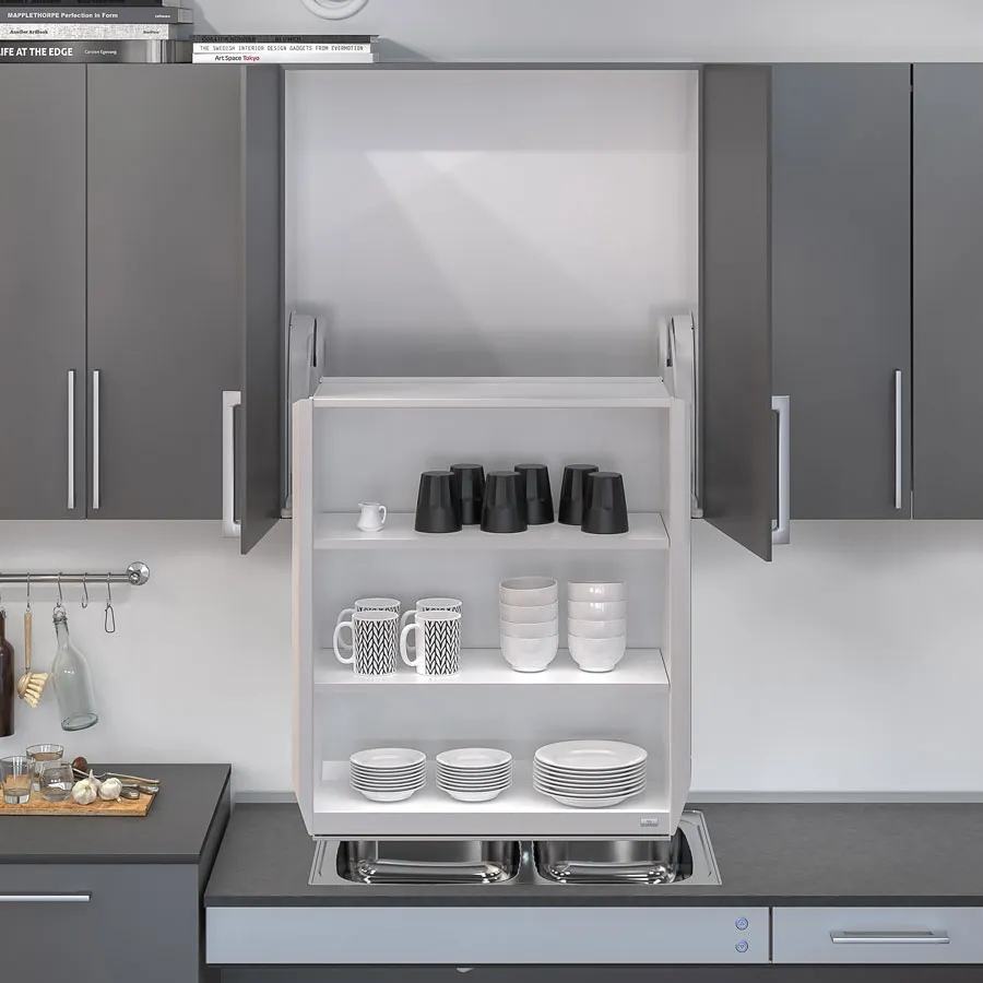 Internal wall cabinet shelves mounted on a Verti or InDiago lift