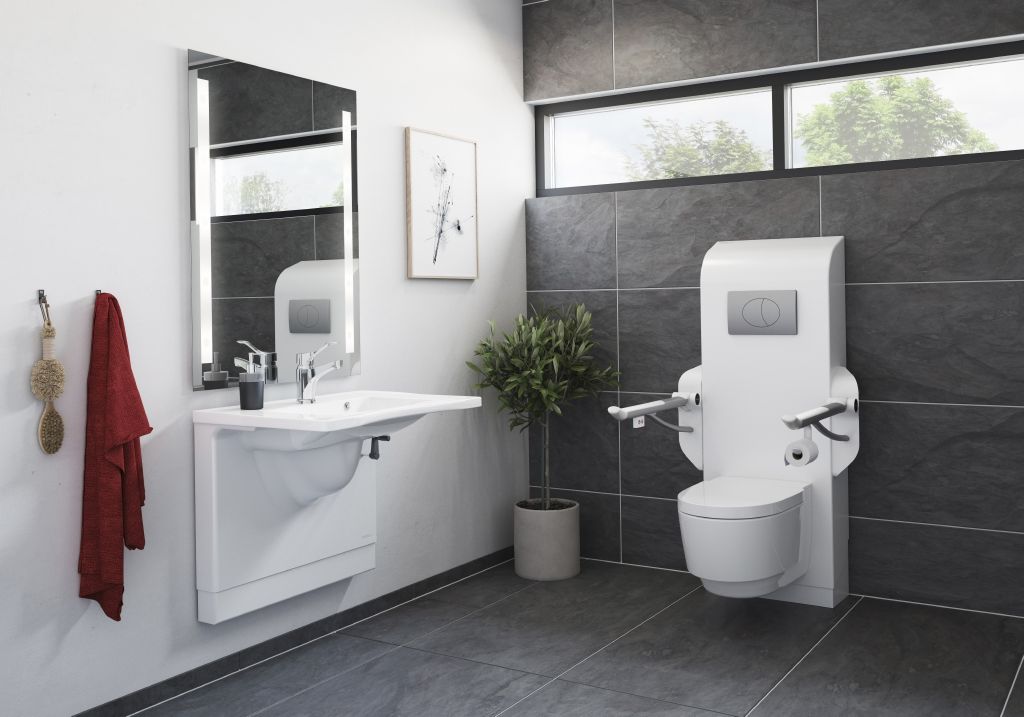 Pressalit toilet lifter demonstrating different WC heights