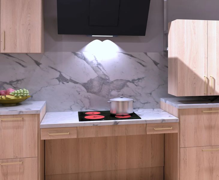 Granberg Baselift 6300HA incorporated into a modern accessible kitchen