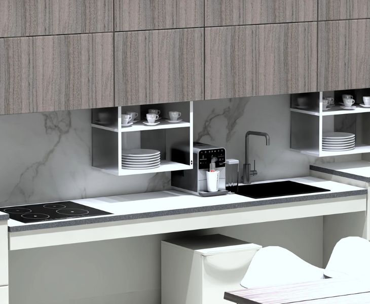 Granberg Baselift HA worktop lift in a stylish accessible kitchen