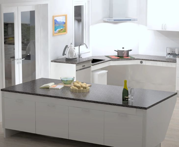 Granberg Centerlift 6490 in a classic white accessible kitchen design
