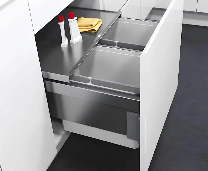 Pull-out kitchen bin and waste separation system