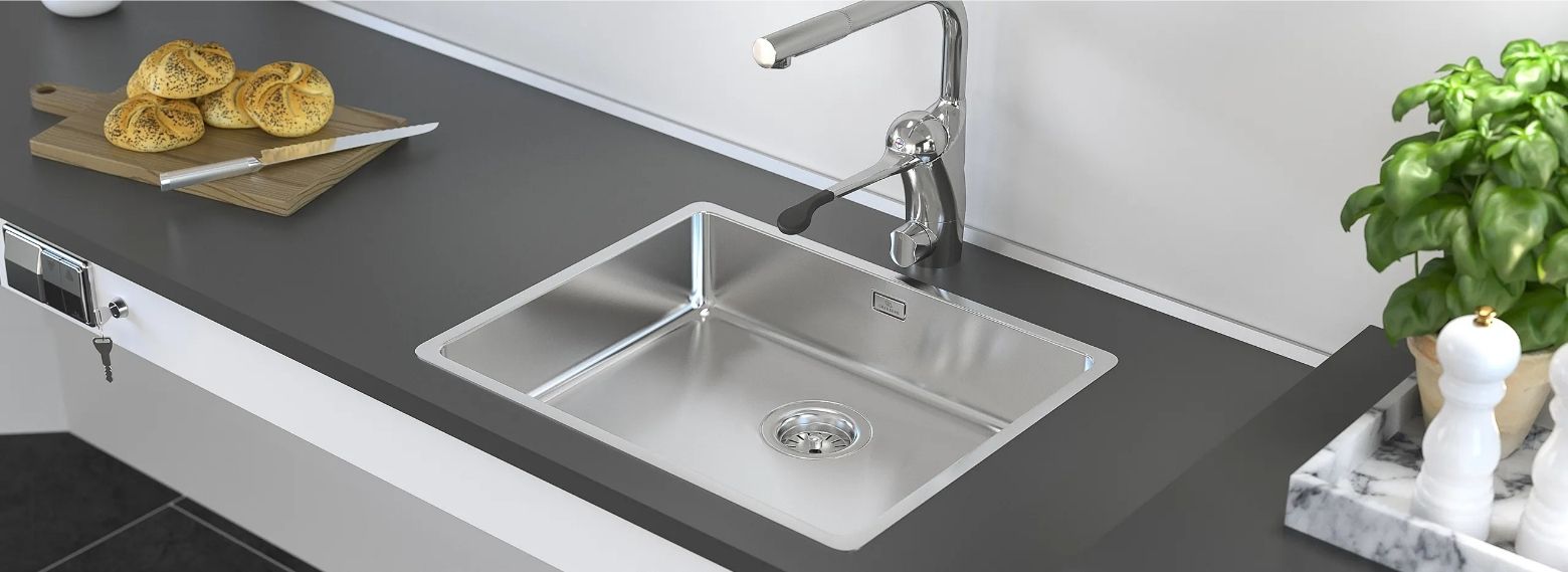 Granberg Trendline sink integrated into a modern kitchen