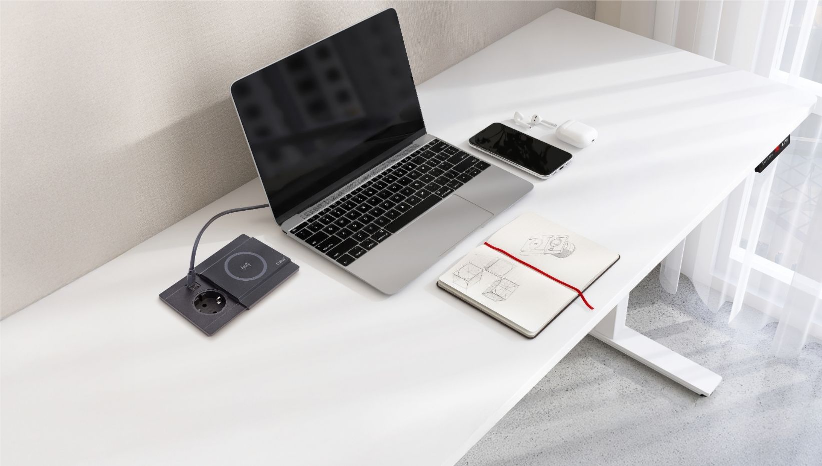 EVOline integrated power solution within a modern kitchen worktop