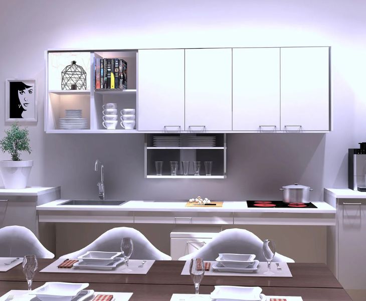 Granberg Verti 840 in a classic white dining room and kitchen