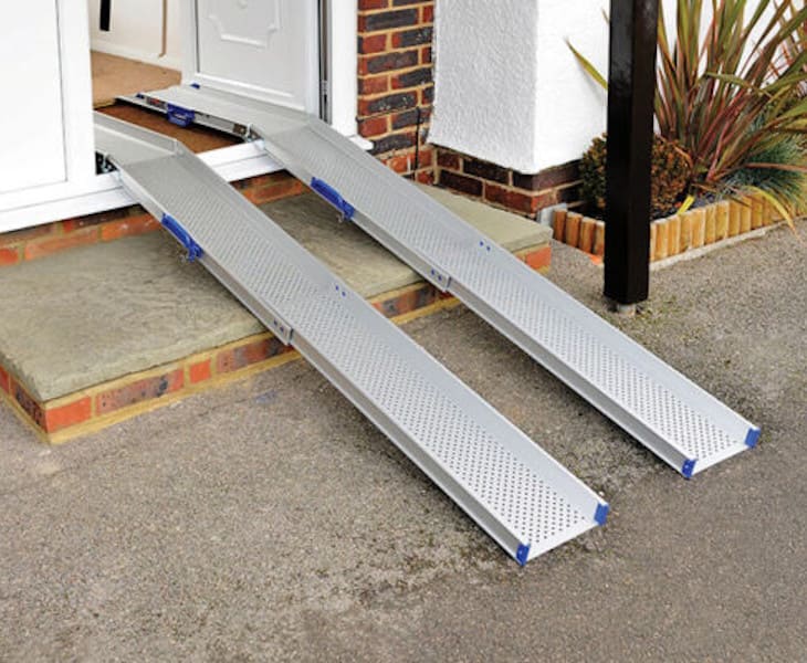 Pair of lightweight aluminium channel ramps for wheelchair and scooter access