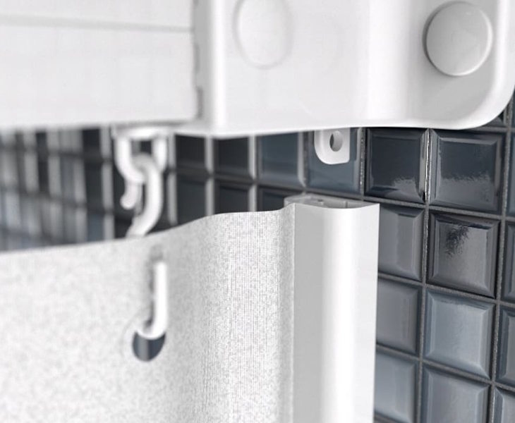 Accessible shower curtain rails in straight and shaped configurations