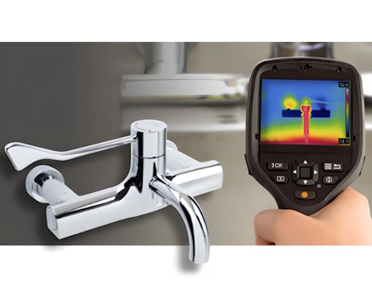 Selection of chrome HTM64 hospital taps for healthcare washrooms