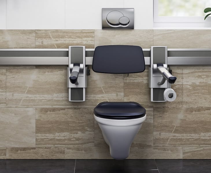 Pressalit toilet backrest for accessible WC and assisted bathroom installations