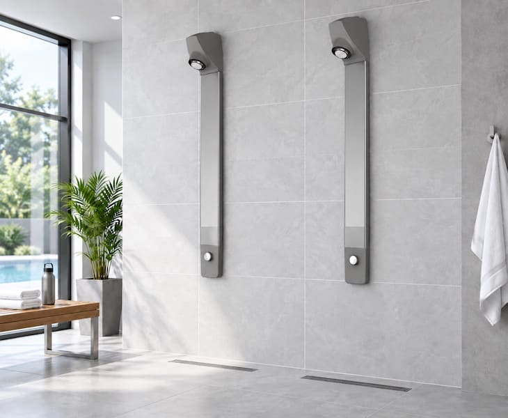 Commercial shower panels for healthcare, leisure, care and public showering facilities