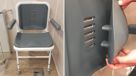 Installed example of the Contour Full Length Back Shower Seat - Grey